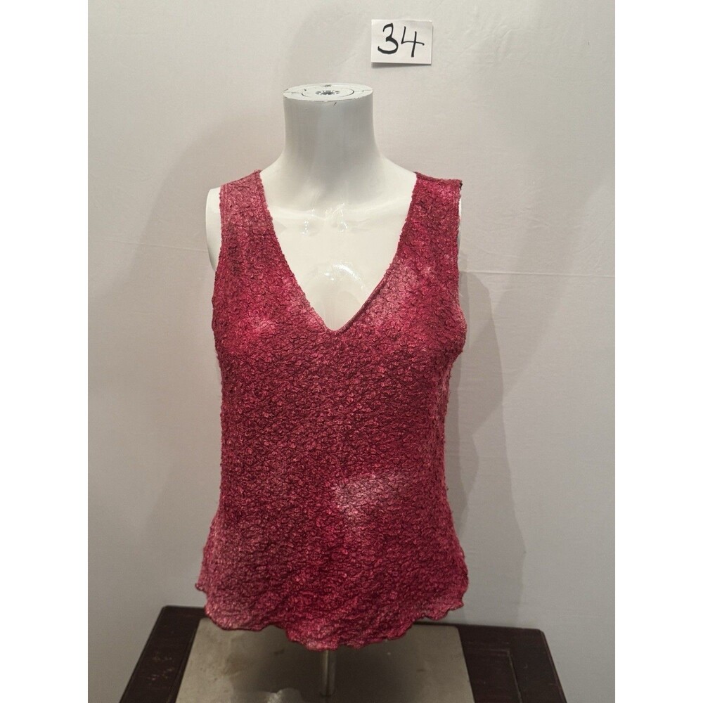 Vintage Made In Heaven Red Lace Tank Top Womens Y2K Nylon Made USA Sheer